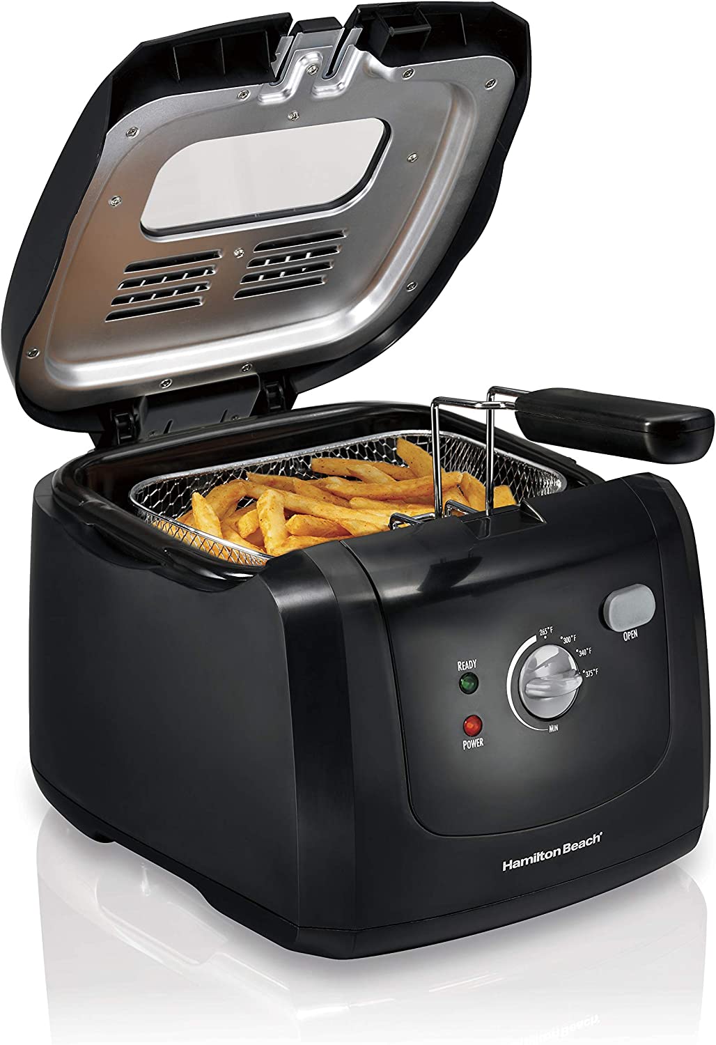 Hamilton Beach 35021 Electric Deep Fryer， Cool Touch Sides Easy to Clean Nonstick Basket， 8 Cups / 2 Liters Oil Capacity， Black