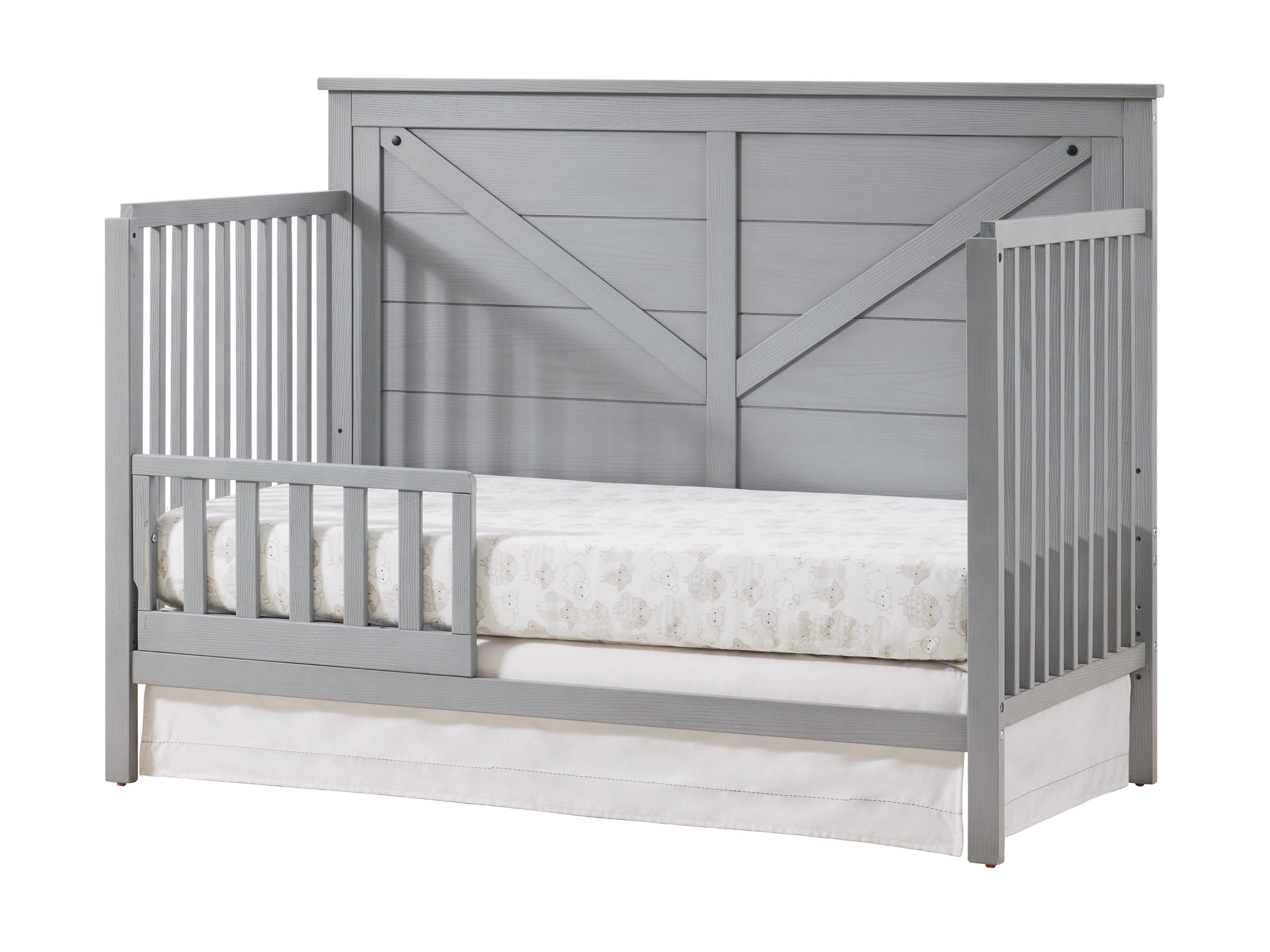 Oxford Baby Montauk 4-in-1 Convertible Crib, Farmhouse Gray, GREENGUARD Gold Certified, Wooden Crib