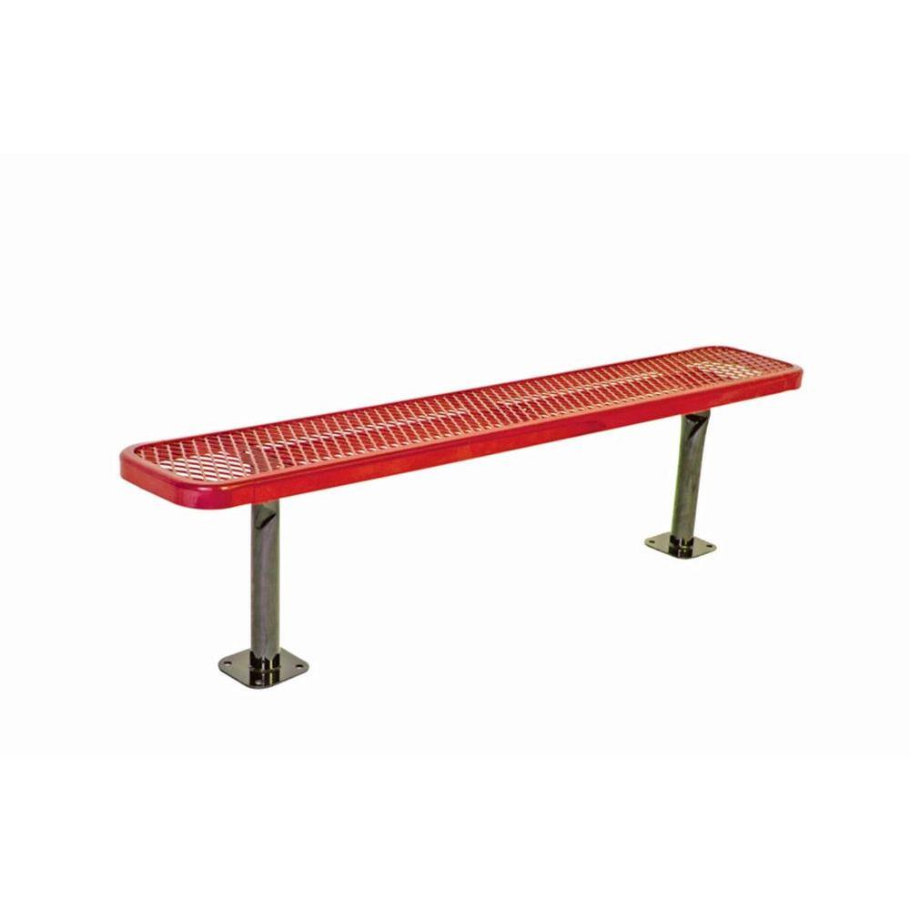 Ultra Play 6 in. Diamond Red Commercial Park Bench without Back Surface Mount PBK942SM-V6R