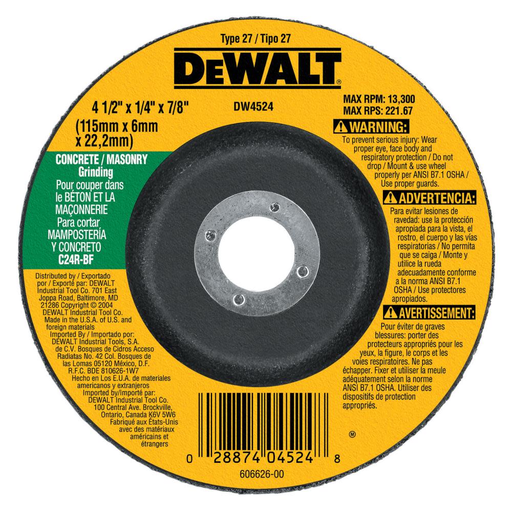 DEWALT Concrete/Masonry Grinding Wheel DW4524 from DEWALT