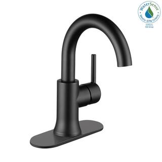 Delta Trinsic Single Hole Single-Handle Bathroom Faucet with Metal Drain Assembly in Matte Black 559HA-BL-DST