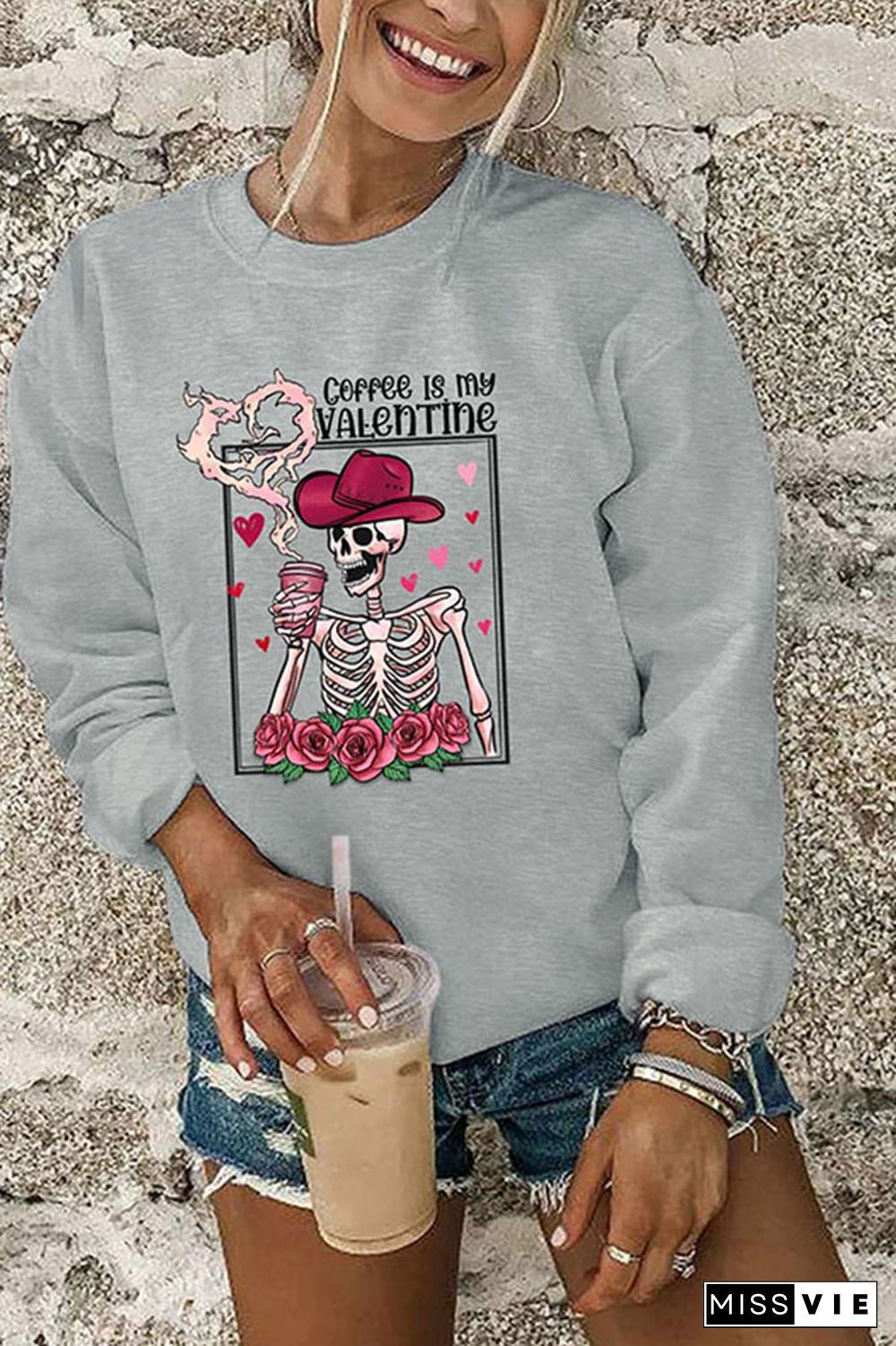 Skeleton Coffee is My Valentine Classic Crew Sweatshirt Wholesale