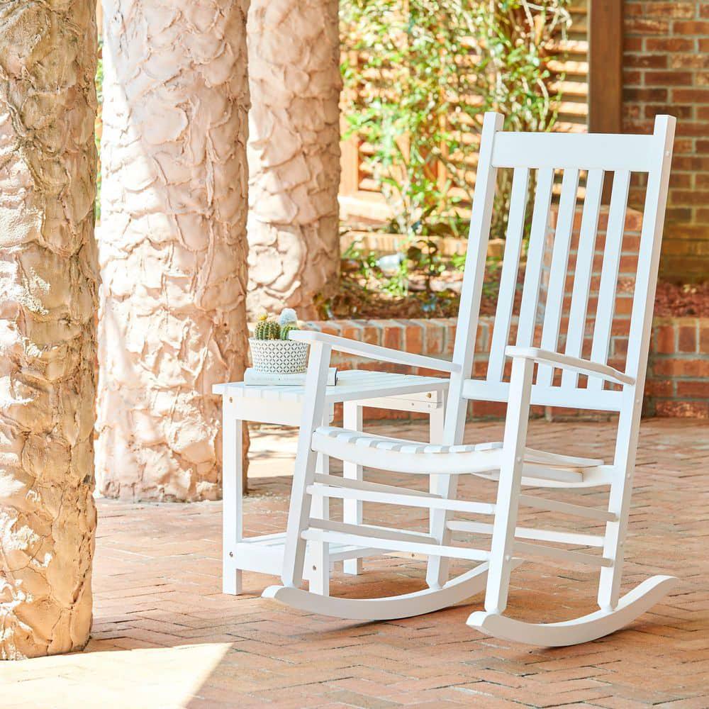 Shine Company Vermont Porch Rocker White Wood Outdoor Rocking Chair