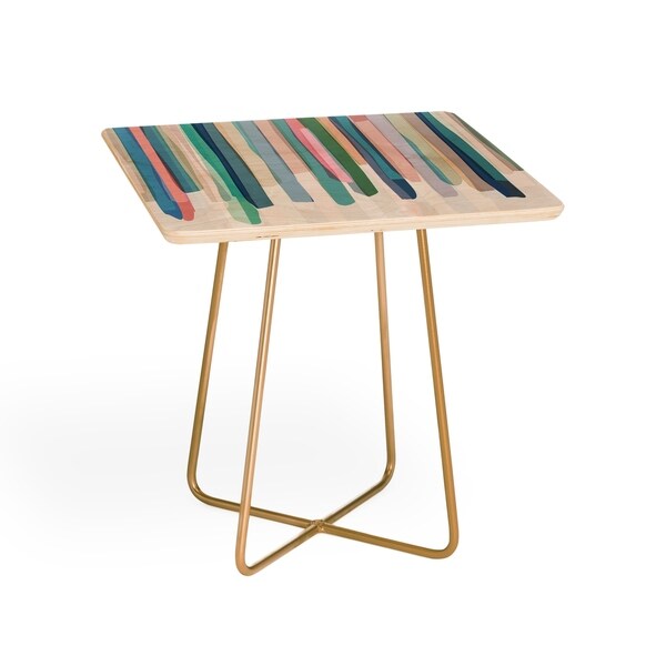 Deny Designs Pastel Stripes Side Table (Round or square， 2 leg options)