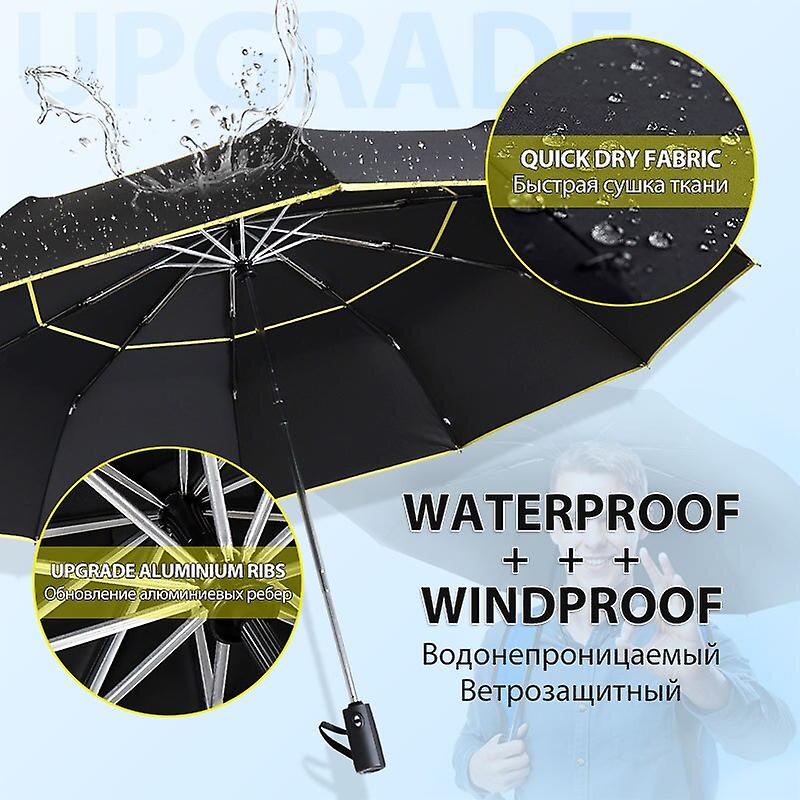 120cm Fully-automatic Double Big Umbrella Rain Women 3folding Wind Resistant Large Umbrella Men Travel Business Car Umbrellas