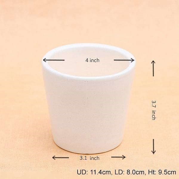 4 inch (10.1 cm) Round Ceramic Pot (White) (set of 3)