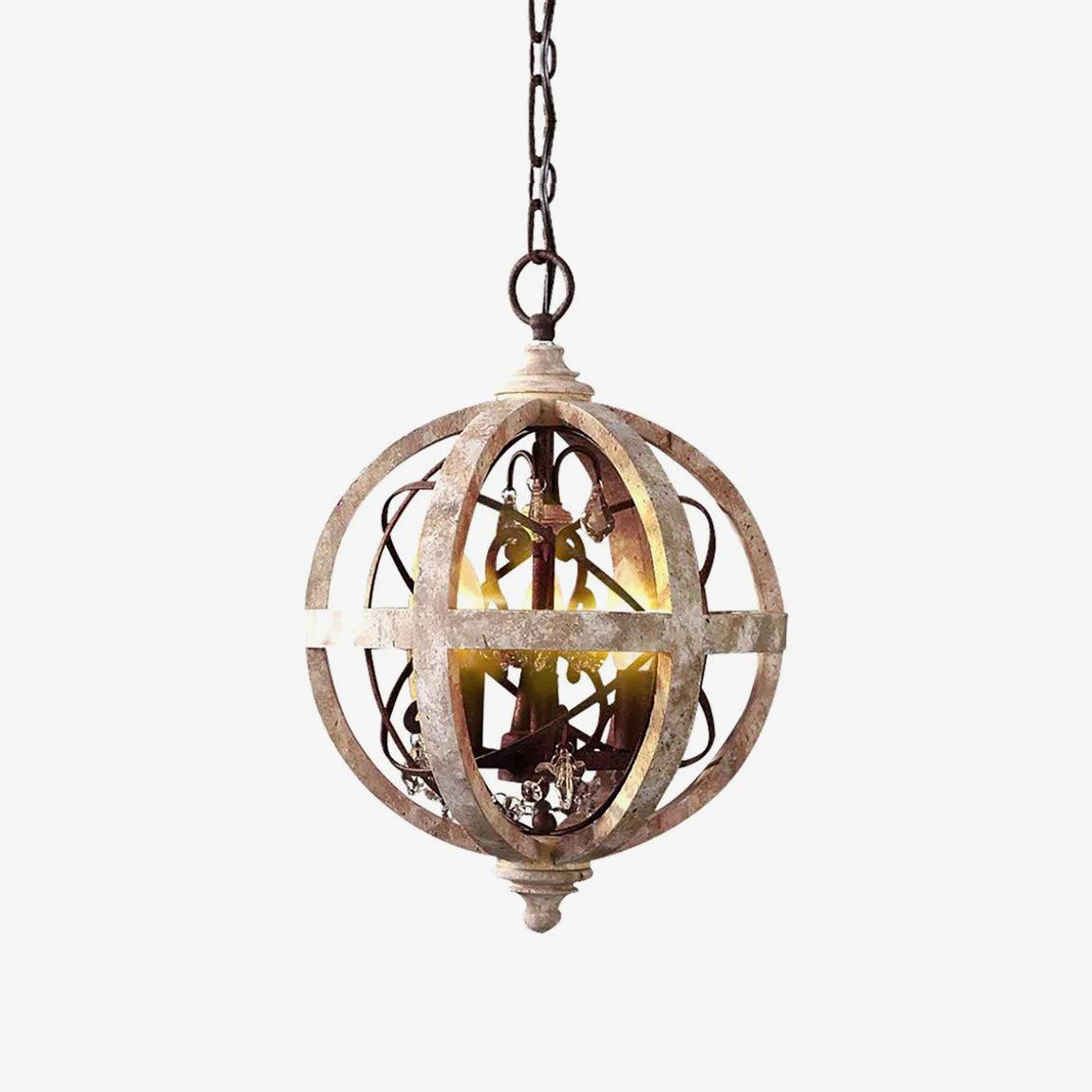 Retro Globe Weathered Chandelier