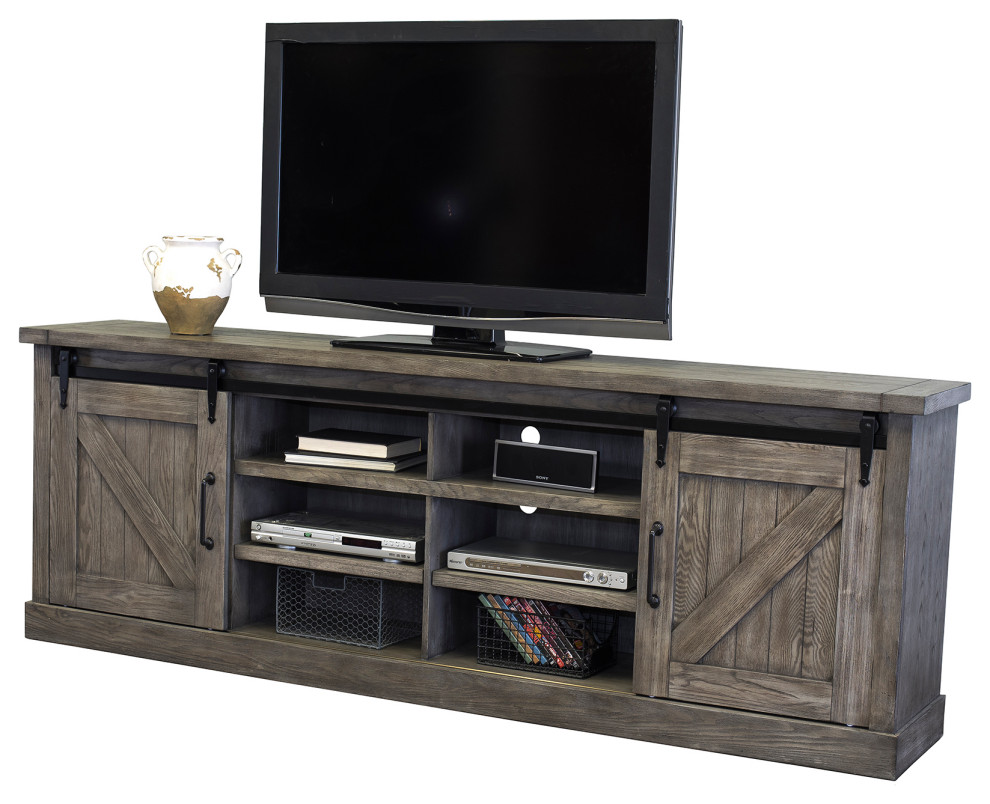 Avondale 80 quotTV Console Barn Door Entertainment   Farmhouse   Entertainment Centers And Tv Stands   by Martin Furniture  Houzz