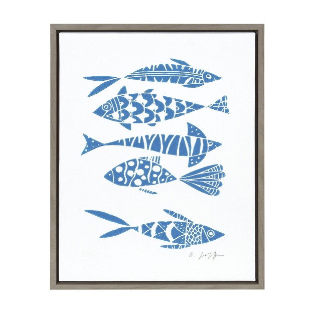 X 24 quot Sylvie Fishes Blue Framed Canvas By Giuliana Lazzerini Gray Kate amp Laurel All Things Decor