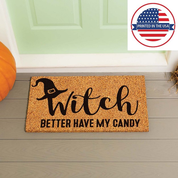 Evergreen 16 X 28 Inches Witch Better Have My Candy Door Mat Non slip Rubber Backing Dirt Catching Natural Coir Indoor And Outdoor Home Decor