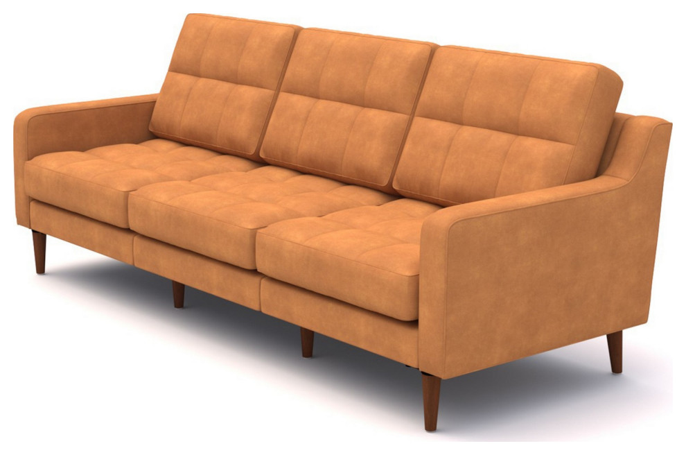 Juan 81 quotModular Sofa  Foam Filled Back  Square Arms  Brown Leather   Midcentury   Sofas   by VirVentures  Houzz