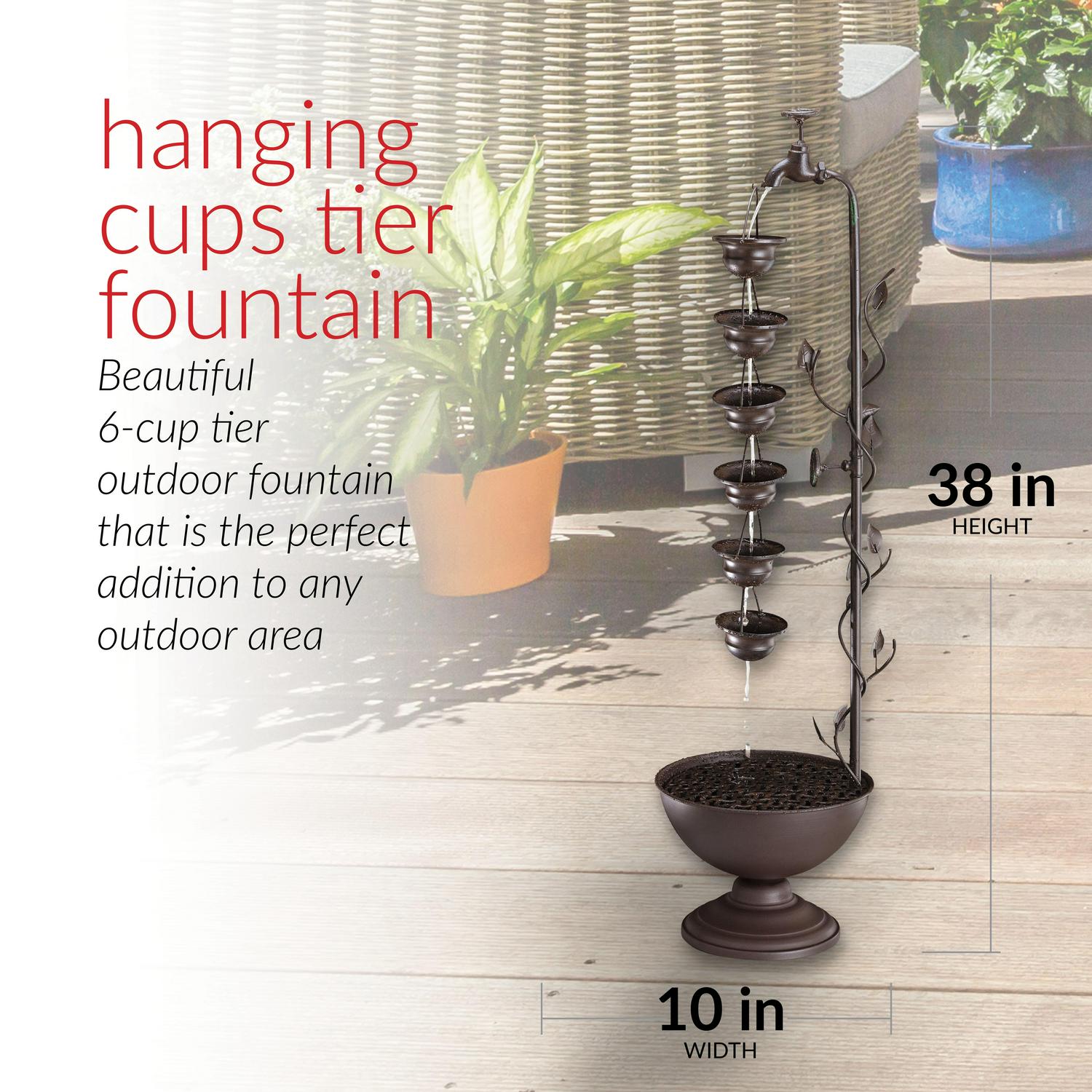 Alpine Corporation Outdoor Hanging 6Cup Tiered Floor Fountain Bronze  Crowdfused