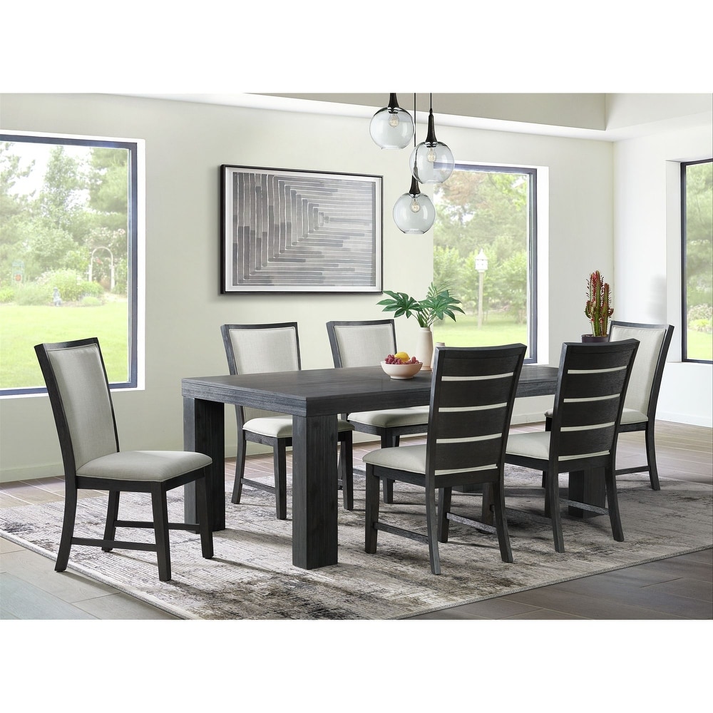 Picket House Furnishings Jasper 7PC Dining Set Table   Six Side Chairs in Black