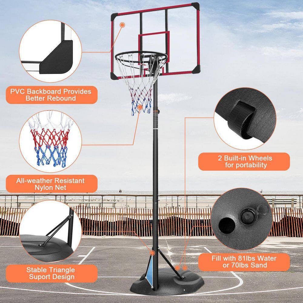 Tatayosi Portable Basketball Hoop System 7.5 ft. x 9.2 ft. H Adjustable Basketball Hoop with 32 in. Backboard and Wheels J-H-W140860513