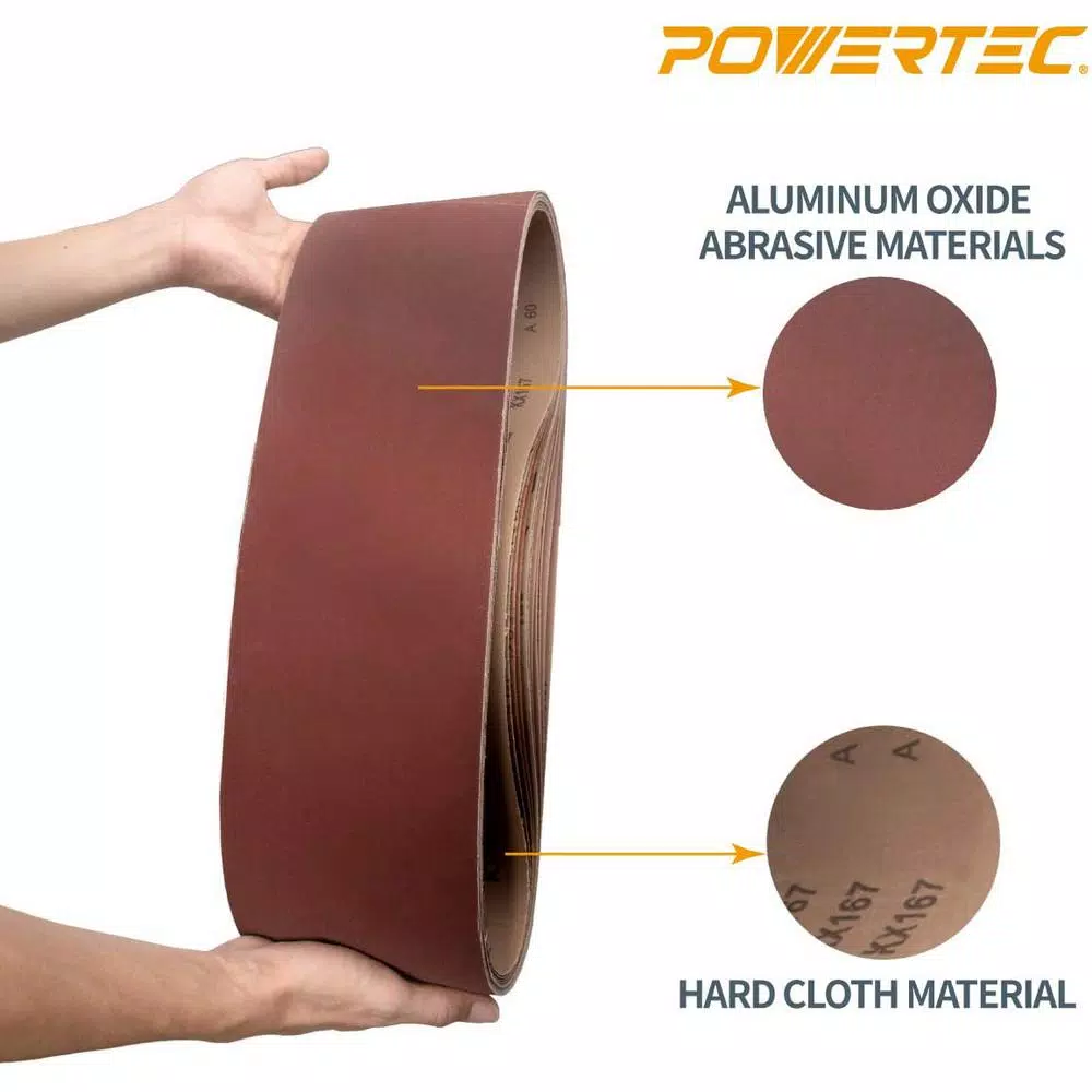 POWERTEC 6 in. x 48 in. 120-Grit Aluminum Oxide Sanding Belt (10-Pack) and#8211; XDC Depot