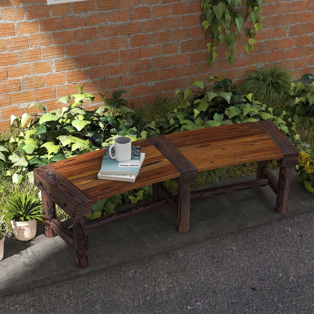 Outsunny Wooden Garden Bench Semicircular Round Outdoor Tree Bench Wrap Around Park Bench