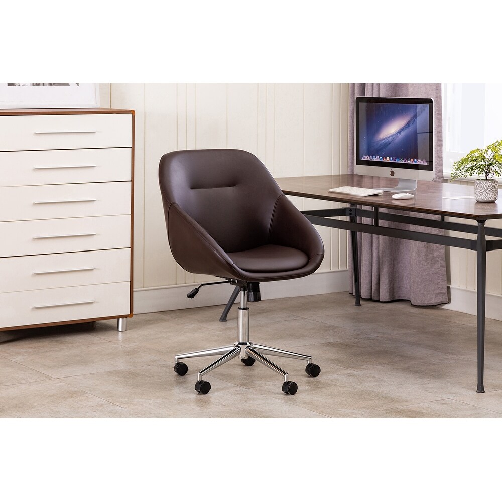 Porthos Home Hayes Swivel Office Chair  Chrome Base  PU Leather