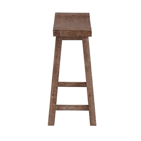 Wooden Frame Saddle Seat Counter Height Stool with Angled Legs， Gray