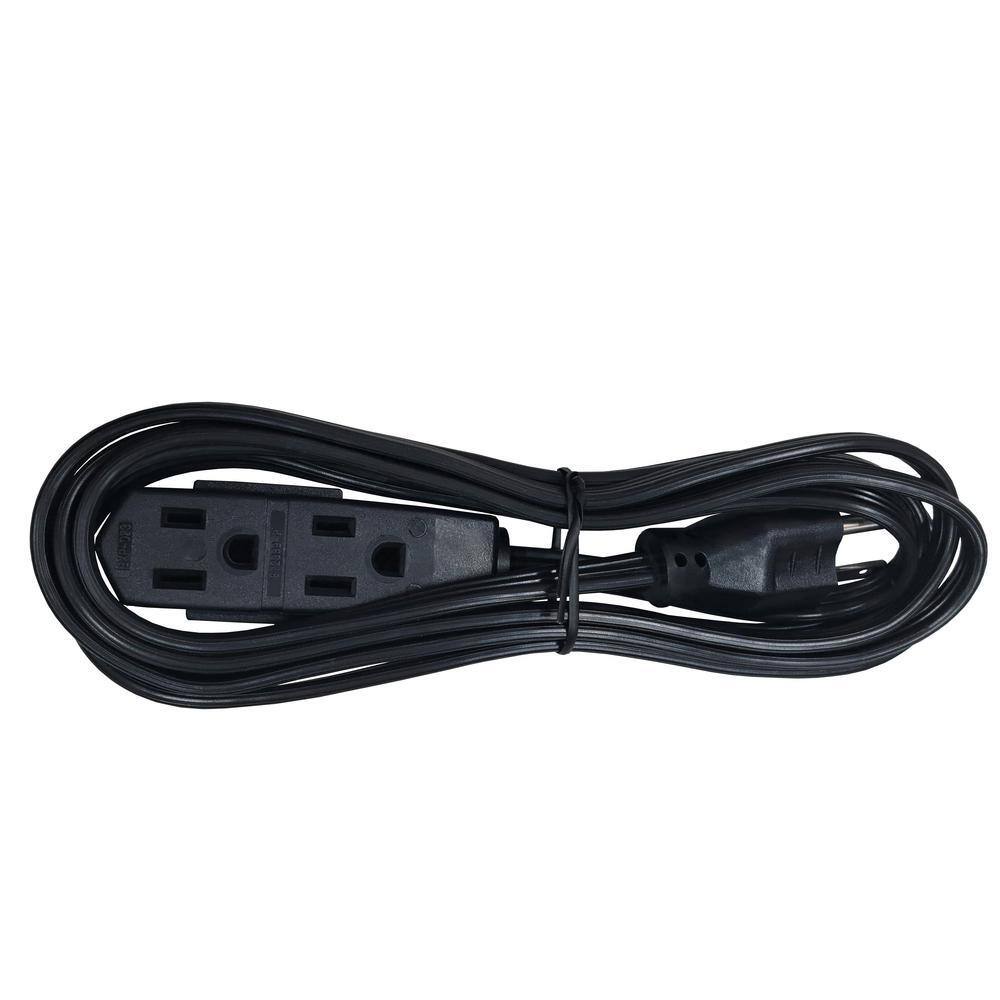 HDX 8 ft. 163 Light Duty Indoor Black Extension Cord with Banana Tap SPT2163008BLBA