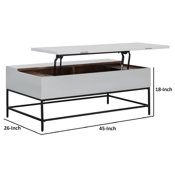 45 Inch Rectangular Mango Wood Coffee Table with Lift Top Storage