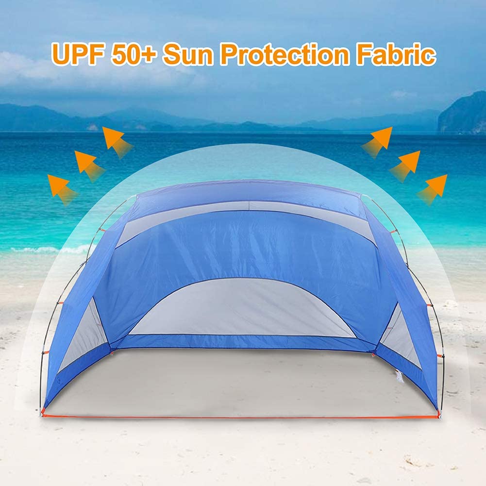 ALPHA CAMP 3 Person Sports / Beach Shelter Easy Up Sun Shade - 9’ x 6’ Blue