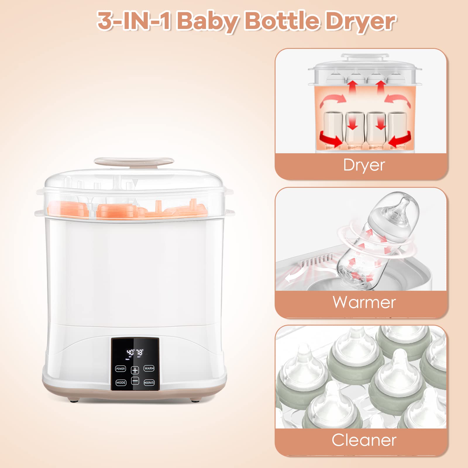 BABY JOY Baby Bottle Electric Dryer, 3-in-1 Modular Electric Dryer Machine