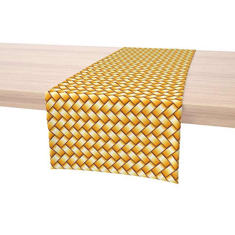 Table Runner， 100% Polyester， 14x108， Gold Shine Basketwork