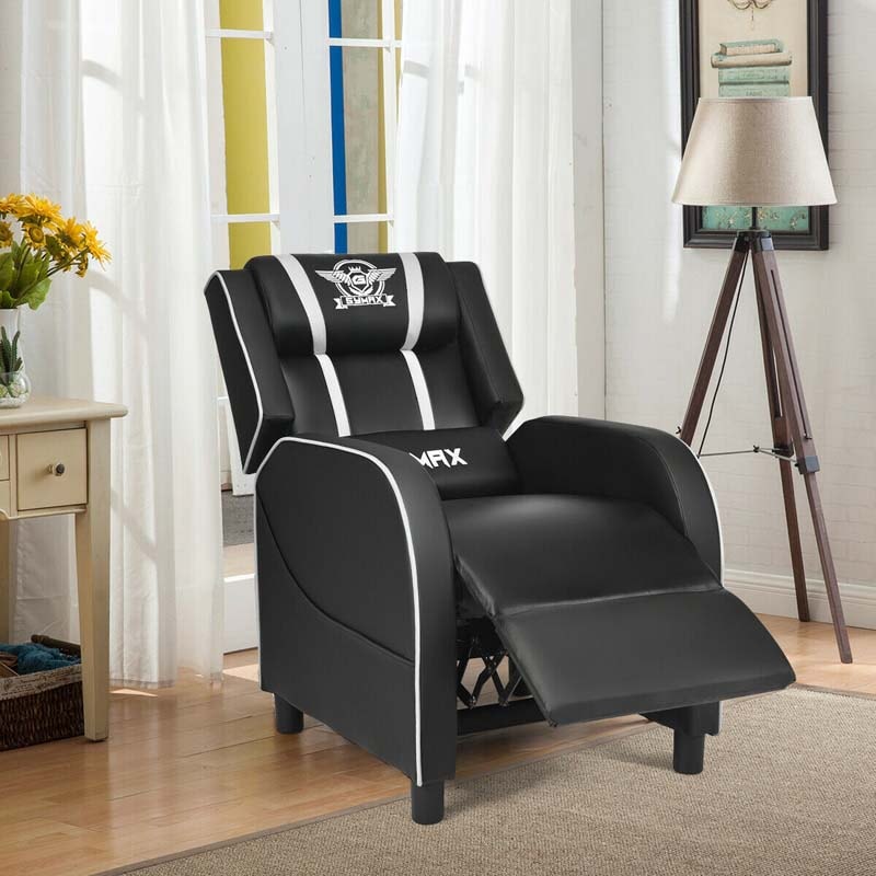 Massage Gaming Recliner Chair with Footrest, Racing Style Gaming Sofa, Lounge Sofa, PU Leather Single Sofa, Home Theater Seat