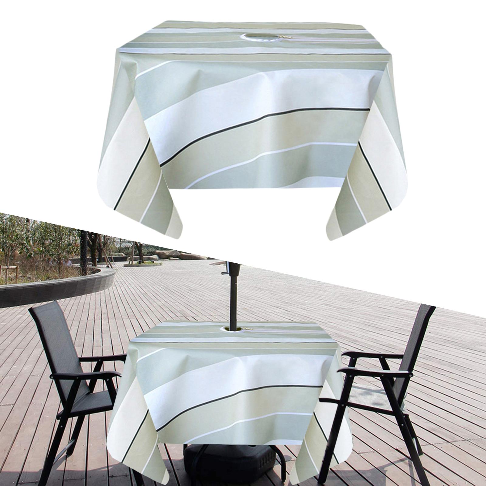 Outdoor and Indoor Tablecloth with Umbrella Hole and Zipper, Waterproof Oilproof Zippered Patio Table Cloths, Table Covers for