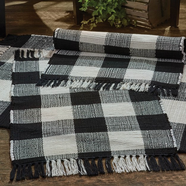 Park Designs Buffalo Check Rag Rug Black amp Cream