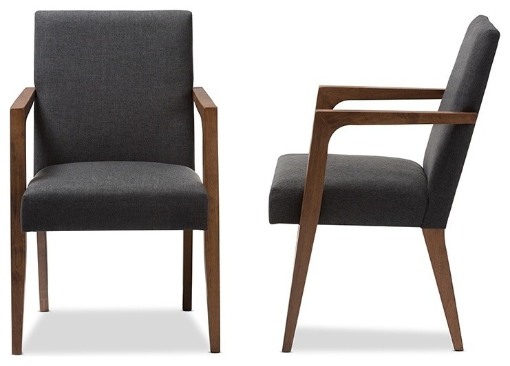 Andrea Mid Century Dark Gray Upholstered Wooden Armchair  Set of 2   Midcentury   Dining Chairs   by Shop Chimney  Houzz