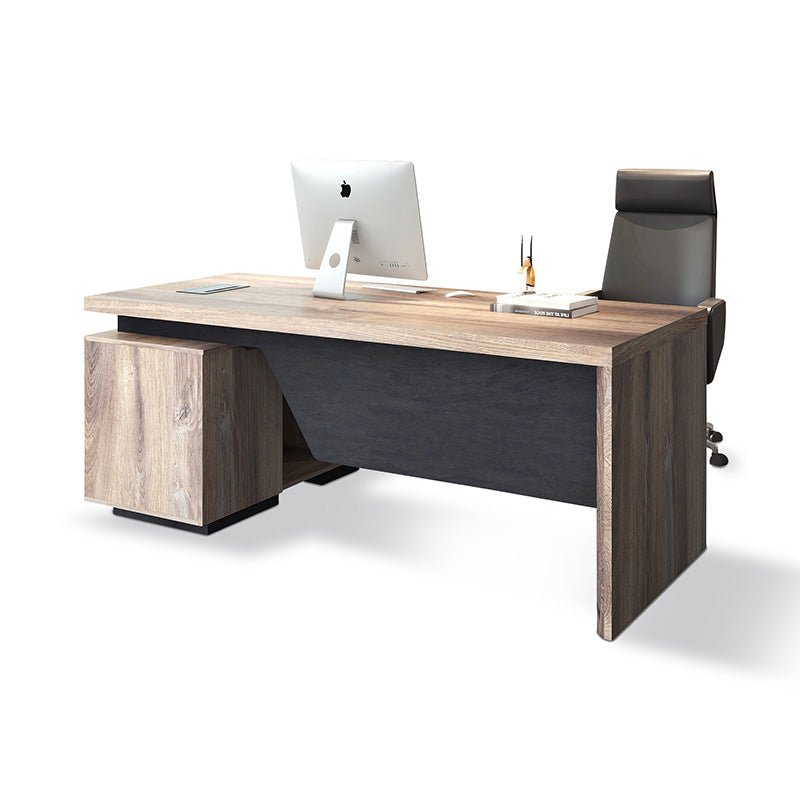 BALDER Executive Desk with Right Return 1.8-2.0M - Warm Oak & Black