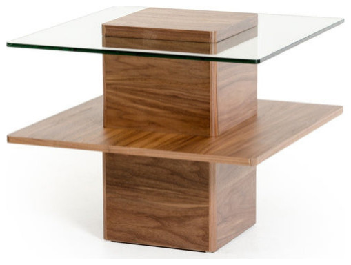 Astraea Modern Walnut and Glass End Table   Modern   Side Tables And End Tables   by Virgil Stanis Design  Houzz