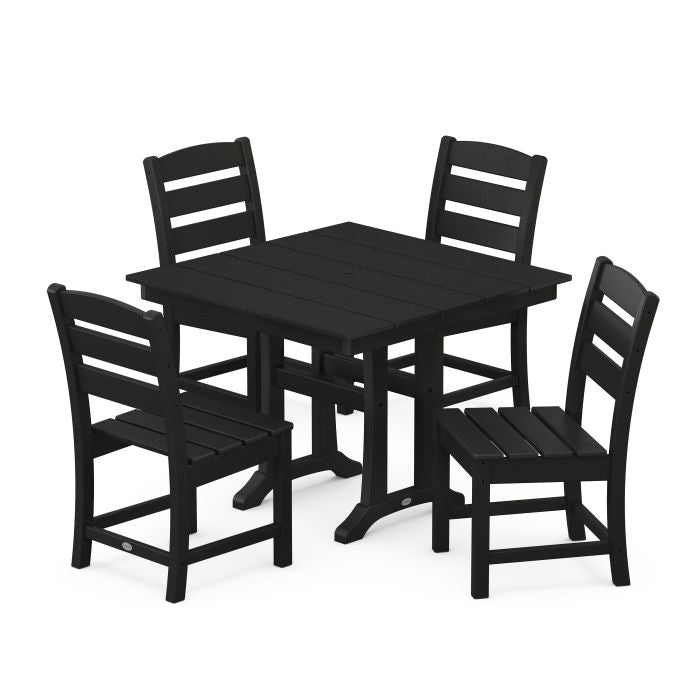 Polywood Lakeside 5-Piece Farmhouse Trestle Side Chair Dining Set PWS637-1