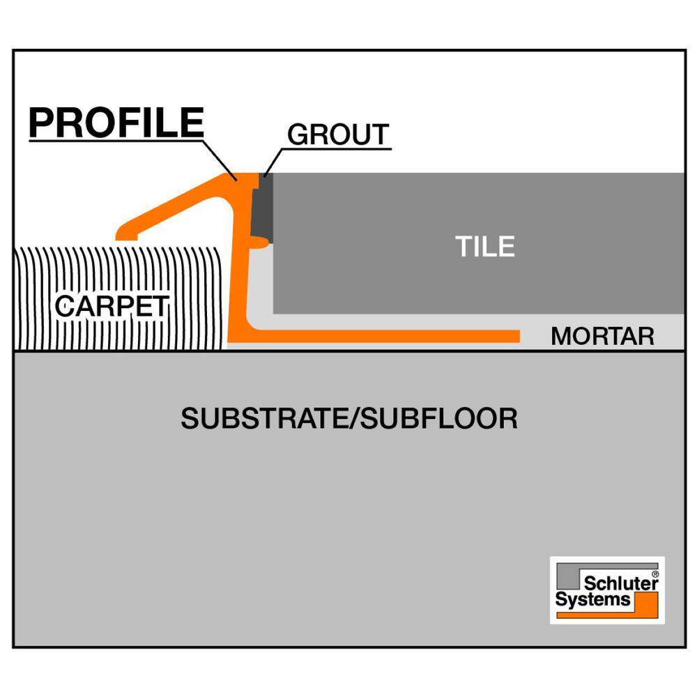 Schluter Systems Reno-TK Satin Anodized Aluminum 38 in. x 8 ft. 2-12 in. Metal Reducer Tile Edging Trim AETK100