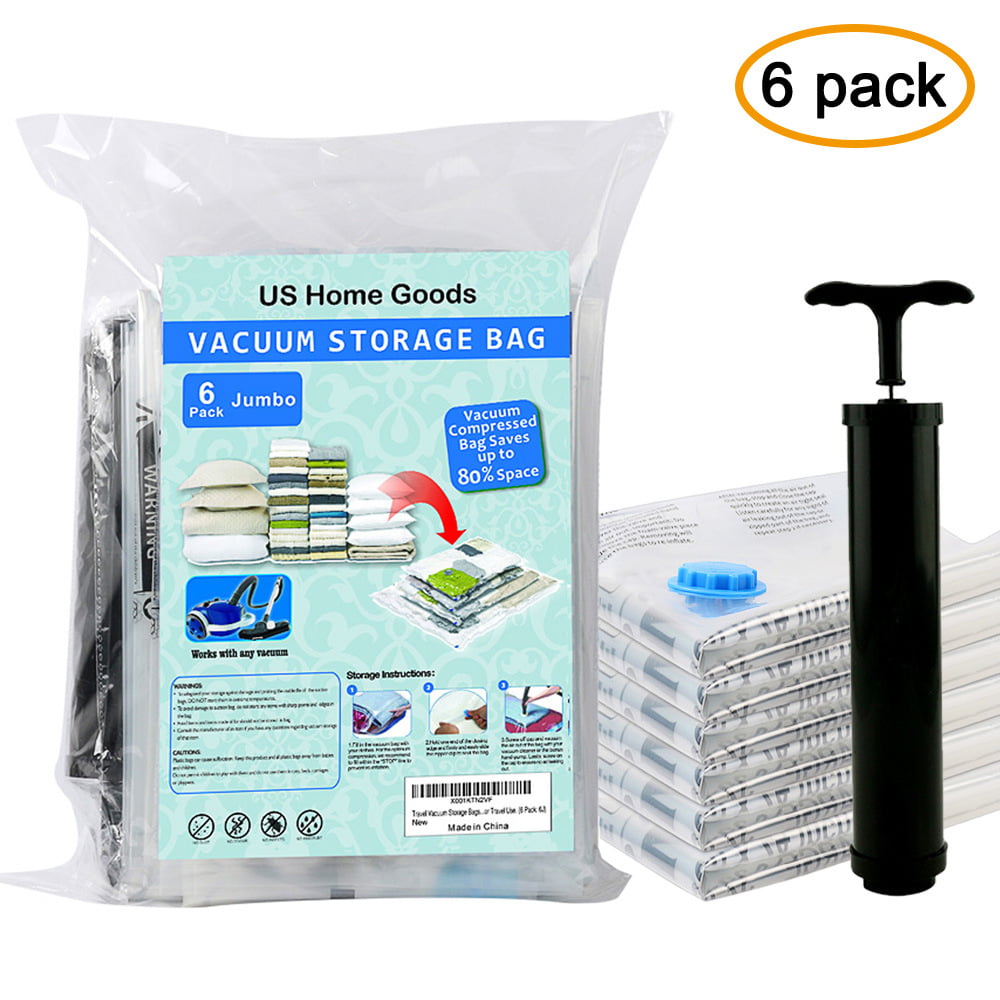 UHG Vacuum Storage Bags for Clothing, Space Saver Bags with Free Pump for Travel(6 x Jumbo Size)