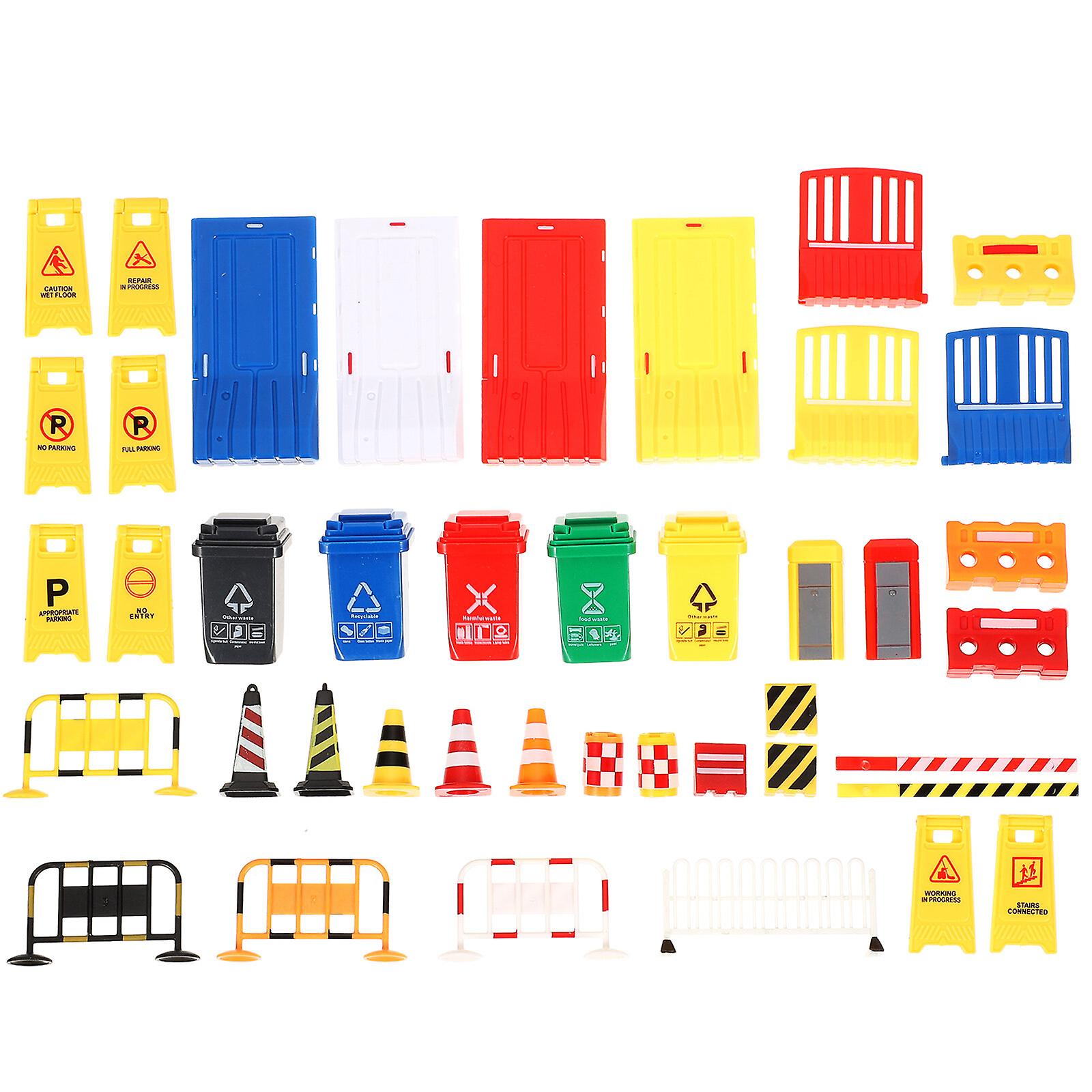 40pcs Construction Traffic Sign Street Signs City Traffic Scene Road Traffic Signs Miniature Road Signs