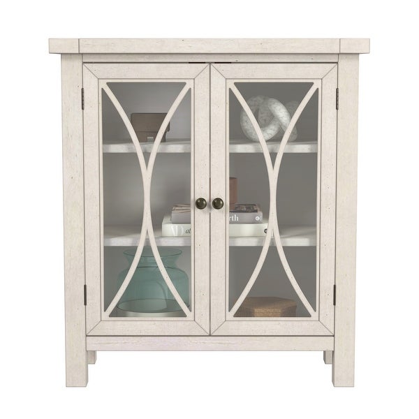 Hillsdale Bayside Wood 2 Door Console Cabinet， Antique White - 33H x 29W x 11.5D