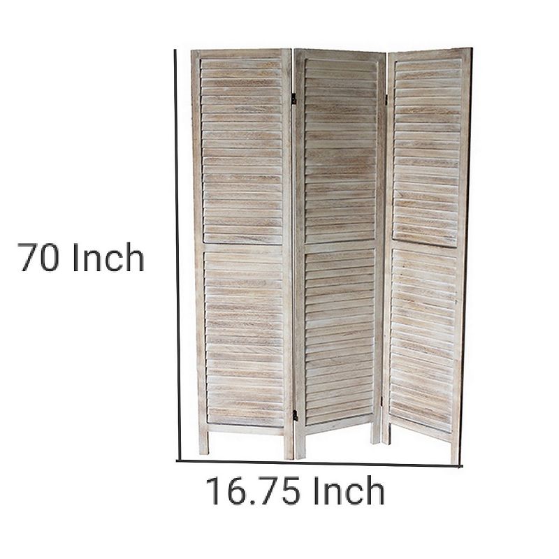 Traditional 3 Panel Room Divider with Slat Panelling， Brown