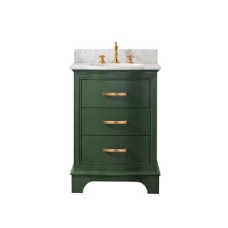 SUDIO Monroe 24 in. W x 22 in. D x 33.7 in. H Bath Vanity in Evergreen with White Marble Top Monroe-24EG