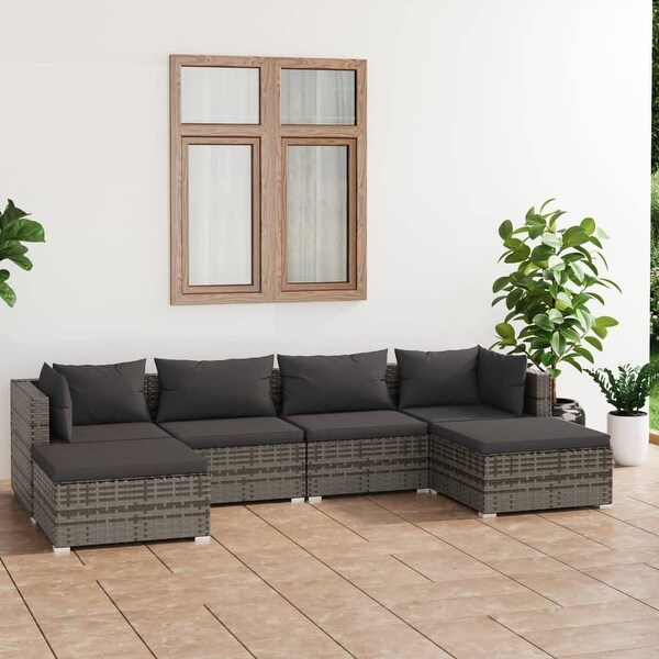 vidaXL Patio Lounge Set Outdoor Sectional Sofa Set Table Garden Poly Rattan