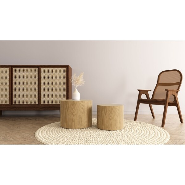 MDF with veneer side table/coffee table/end table/nesting table set of 2，for living room，office，bedroom