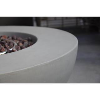 Modeno Roca 34 in. x 15 in. Round Concrete Natural Gas Fire Bowl in Light Gray OFG107-NG