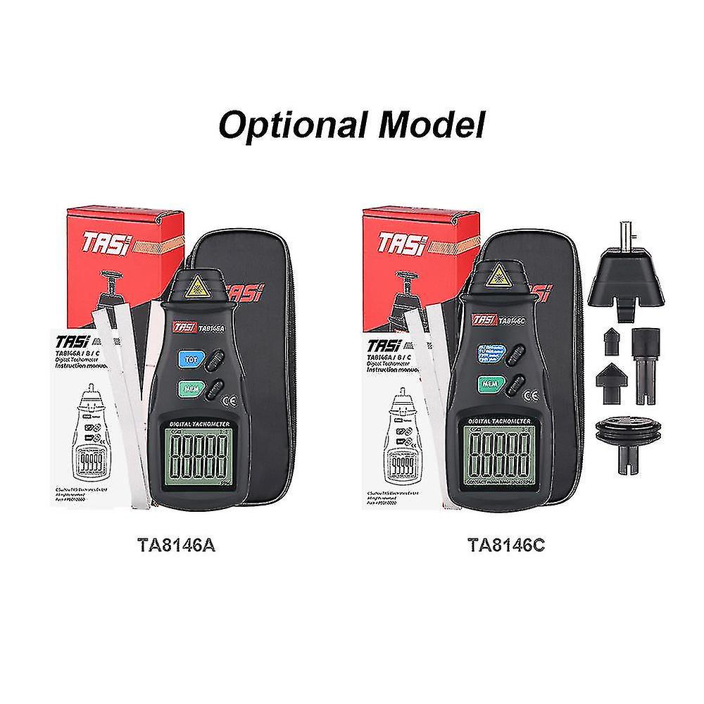 Tasi Ta8146c 2 In 1 Amp; Non- Digital Tachometer 2.5-99999rpm Photoelectric Rotat Speed Meter Memory Funct