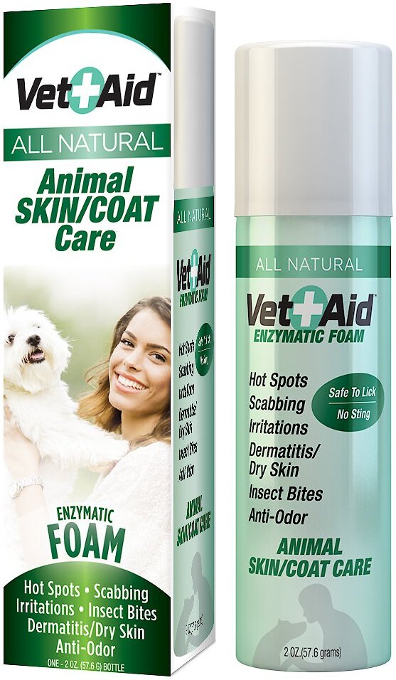 Vet Aid Enzymatic Foam for Dogs， Cats and Small Pets， 2-oz bottle