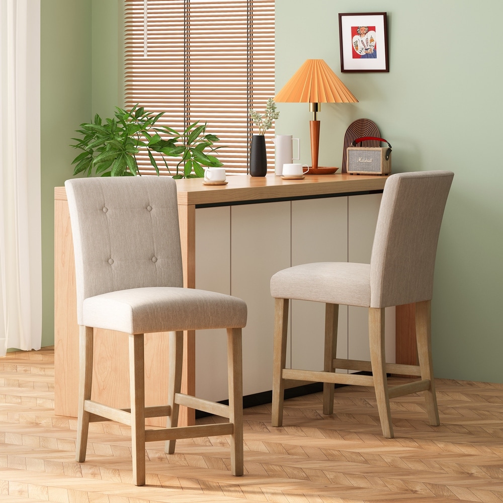 Rossburg Fabric and Rubberwood 26 Inch Counter Stools (Set of 2) by Christopher Knight Home