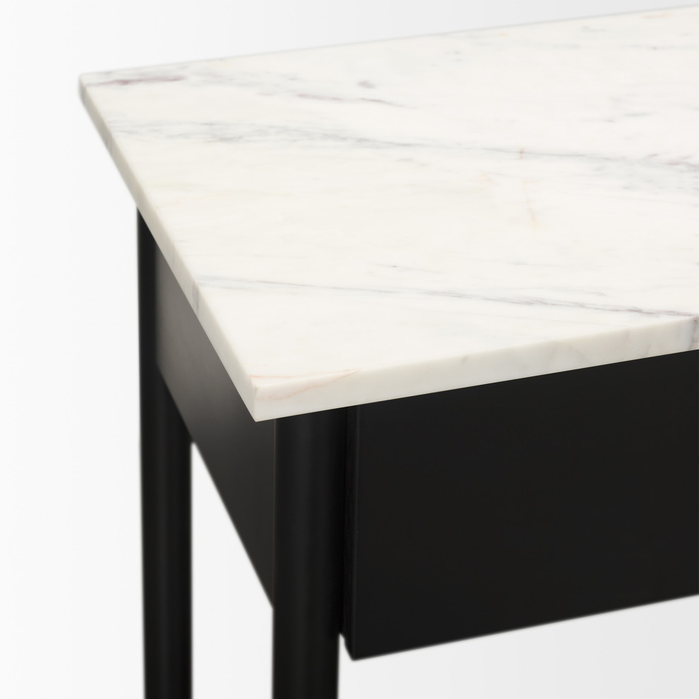 Amika White Marble Top With Black Metal Base Console Table   Modern   Console Tables   by Mercana  Houzz