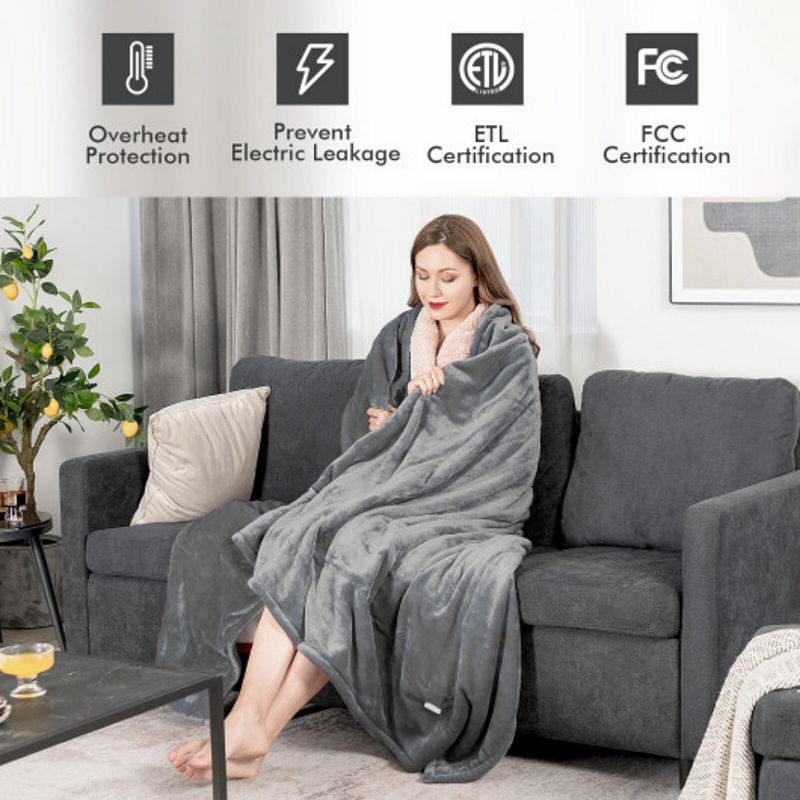 Heated Blanket Electric Throw with 5 Heating Levels