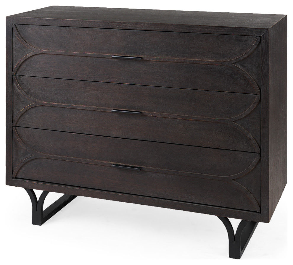 Giselle Dark Brown Wood With Black Iron Frame Accent Cabinet   Industrial   Accent Chests And Cabinets   by Mercana  Houzz