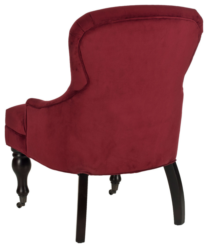 Lincoln Tufted Arm Chair Red Velvet   Traditional   Armchairs And Accent Chairs   by AED Luxury Home Decor  Houzz